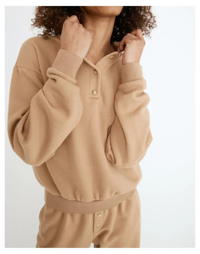 Women Donni Vintage Fleece Polo Sweatshirt Camel Madewell Sweatshirts and Sweatpants Women Donni Vintage Fleece Polo Sweatshirt Camel Madewell Sweatshirts and Sweatpants