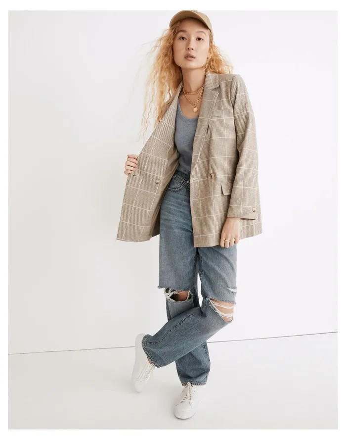 Women Dorset Blazer In Windowpane Distant Surplus Madewell Jackets