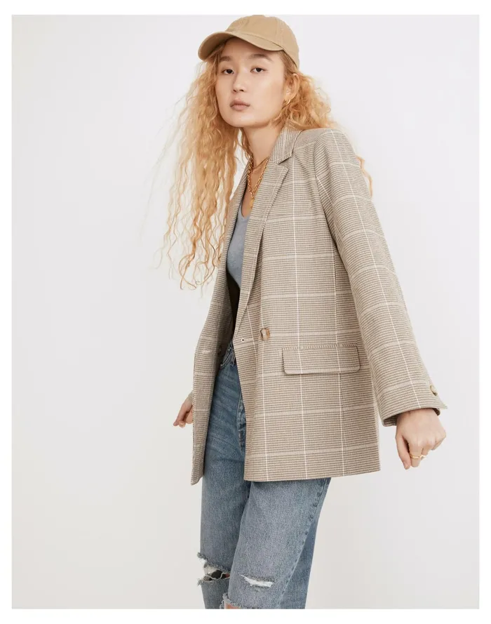 Women Dorset Blazer In Windowpane Distant Surplus Madewell Jackets Women Dorset Blazer In Windowpane Distant Surplus Madewell Jackets