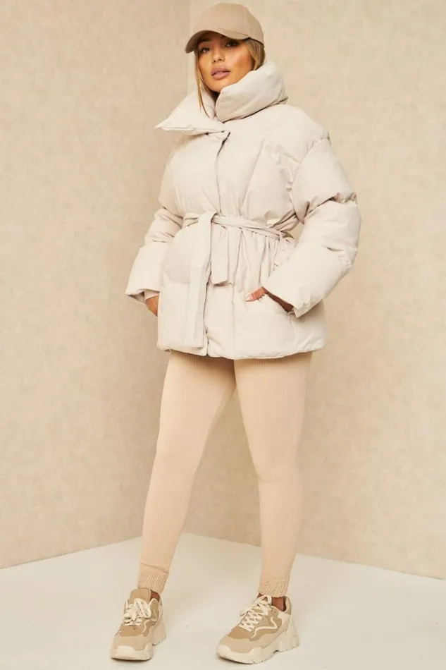 Women Doudoune Courte Matelasse Beige Ceinture Beige Brentiny Paris Parkas And Down Jackets Women Doudoune Courte Matelasse Beige Ceinture Beige Brentiny Paris Parkas And Down Jackets