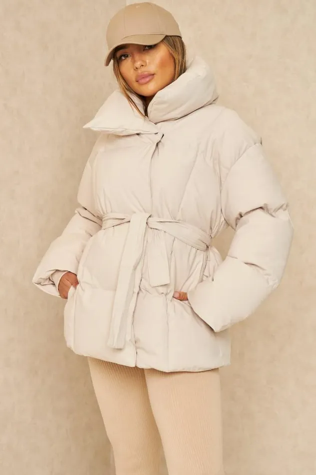 Women Doudoune Courte Matelasse Beige Ceinture Beige Brentiny Paris Parkas And Down Jackets Women Doudoune Courte Matelasse Beige Ceinture Beige Brentiny Paris Parkas And Down Jackets