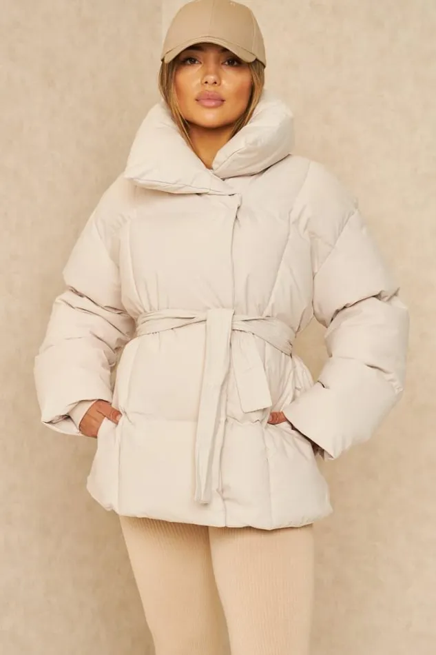 Women Doudoune Courte Matelasse Beige Ceinture Beige Brentiny Paris Parkas And Down Jackets Women Doudoune Courte Matelasse Beige Ceinture Beige Brentiny Paris Parkas And Down Jackets
