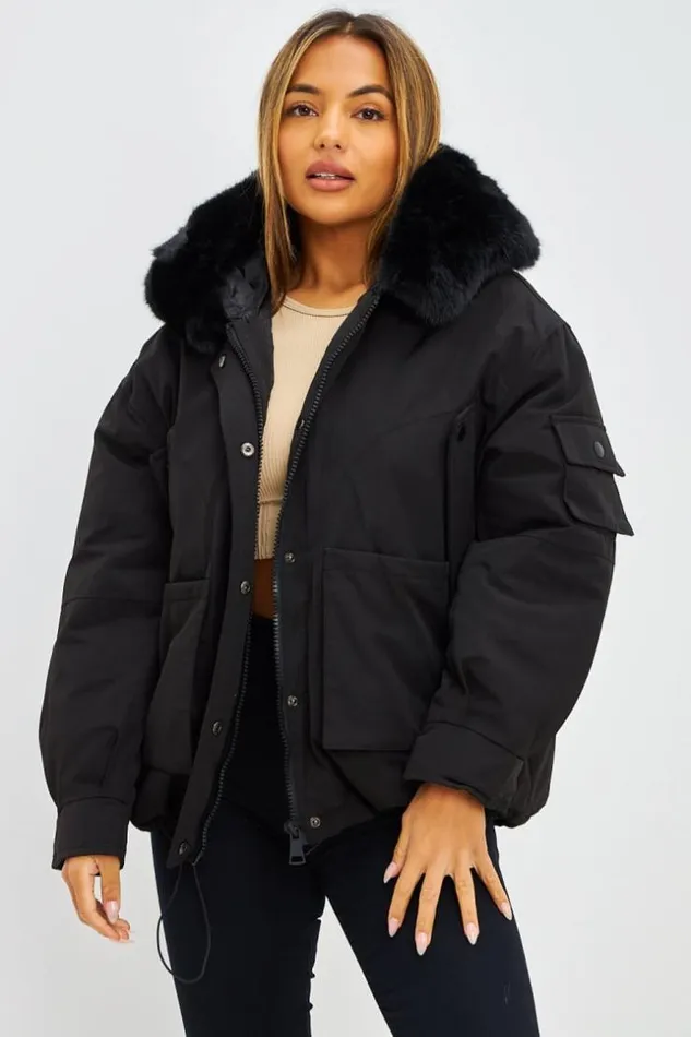 Women Doudoune Courte Noire Capuche En Fourrure Black Brentiny Paris Parkas And Down Jackets Women Doudoune Courte Noire Capuche En Fourrure Black Brentiny Paris Parkas And Down Jackets