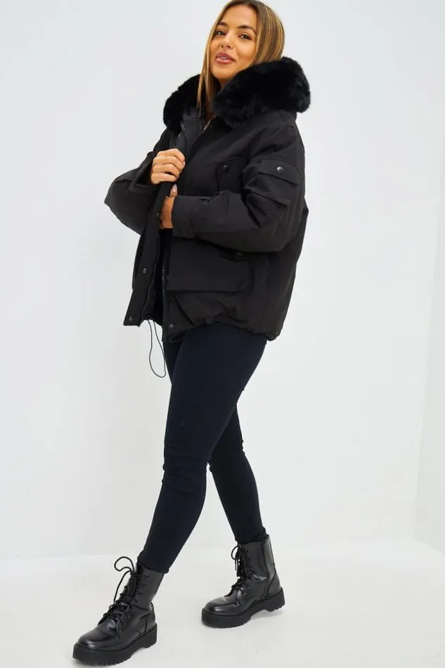 Women Doudoune Courte Noire Capuche En Fourrure Black Brentiny Paris Parkas And Down Jackets Women Doudoune Courte Noire Capuche En Fourrure Black Brentiny Paris Parkas And Down Jackets