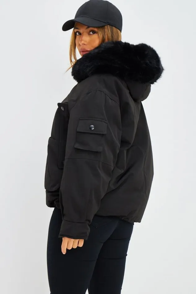 Women Doudoune Courte Noire Capuche En Fourrure Black Brentiny Paris Parkas And Down Jackets Women Doudoune Courte Noire Capuche En Fourrure Black Brentiny Paris Parkas And Down Jackets