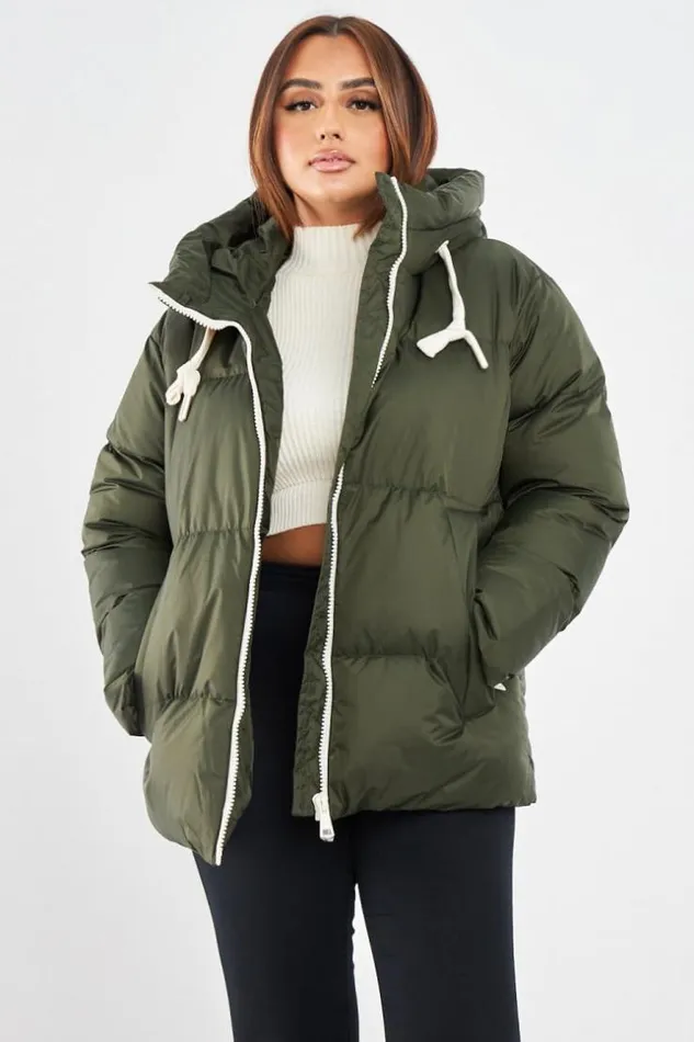 Women Doudoune Kaki Matelasse Courte Khaki Brentiny Paris Parkas And Down Jackets