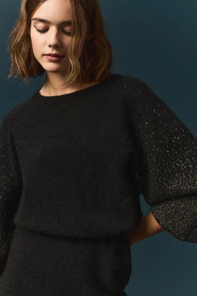 Women Dress Barty Noir Robe En Laine Et Mohair Avec Lurex Noir Des Petits Hauts Dresses and Skirts