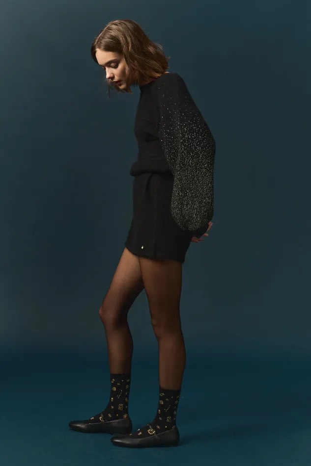 Women Dress Barty Noir Robe En Laine Et Mohair Avec Lurex Noir Des Petits Hauts Dresses and Skirts