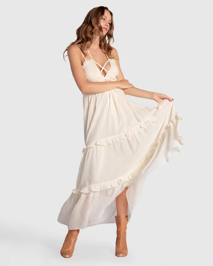 Women Dresses Belle and Bloom As It Was Tiered Midi Dress 8211 Vintage White