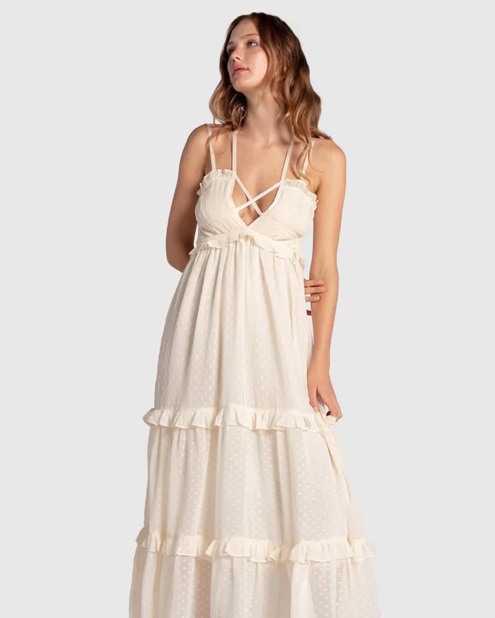 Women Dresses Belle and Bloom As It Was Tiered Midi Dress 8211 Vintage White