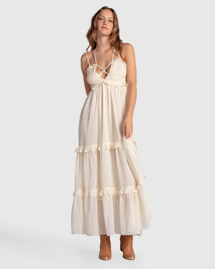 Women Dresses Belle and Bloom As It Was Tiered Midi Dress 8211 Vintage White