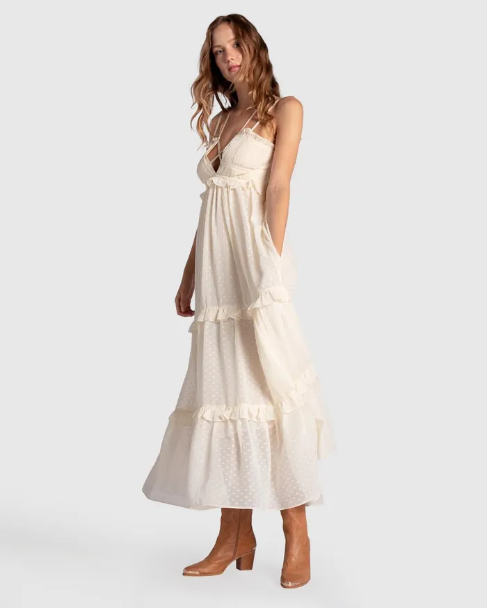 Women Dresses Belle and Bloom As It Was Tiered Midi Dress 8211 Vintage White