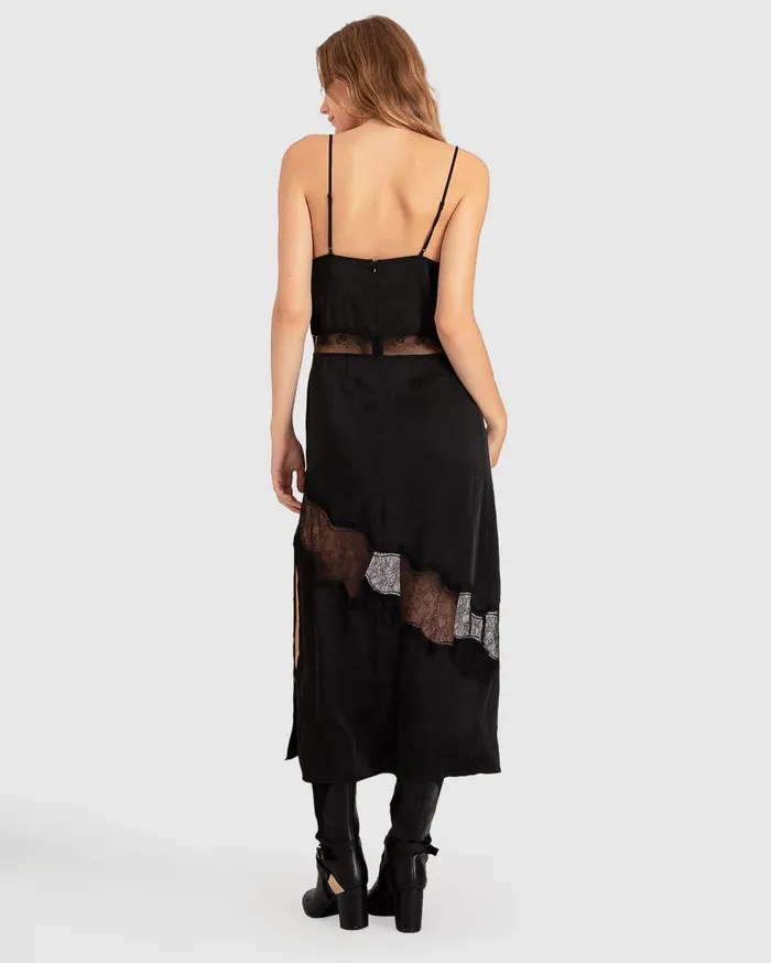 Women Dresses Belle and Bloom Heavenly Bodies Lace Slip Dress 8211 Black