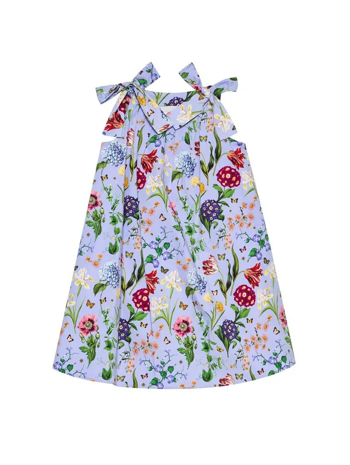 Women Dresses Oscar De La Renta Kids Multi Floral Bow Dress Wisteria Multi