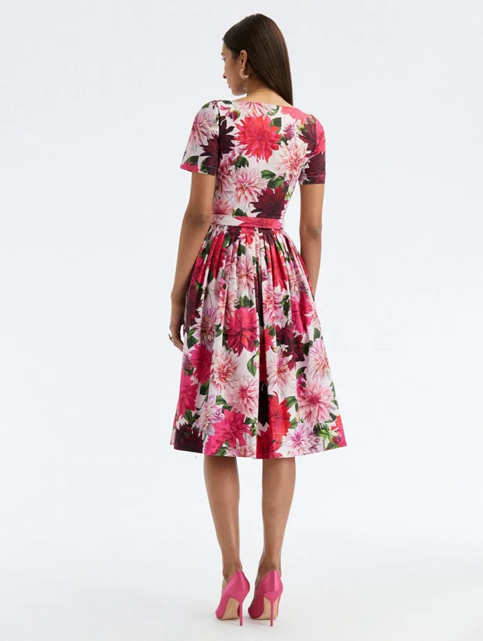 Women Dresses Oscar De La Renta Scoop Neck Dahlia Cotton Poplin Dress Pink Multi Women Dresses Oscar De La Renta Scoop Neck Dahlia Cotton Poplin Dress Pink Multi