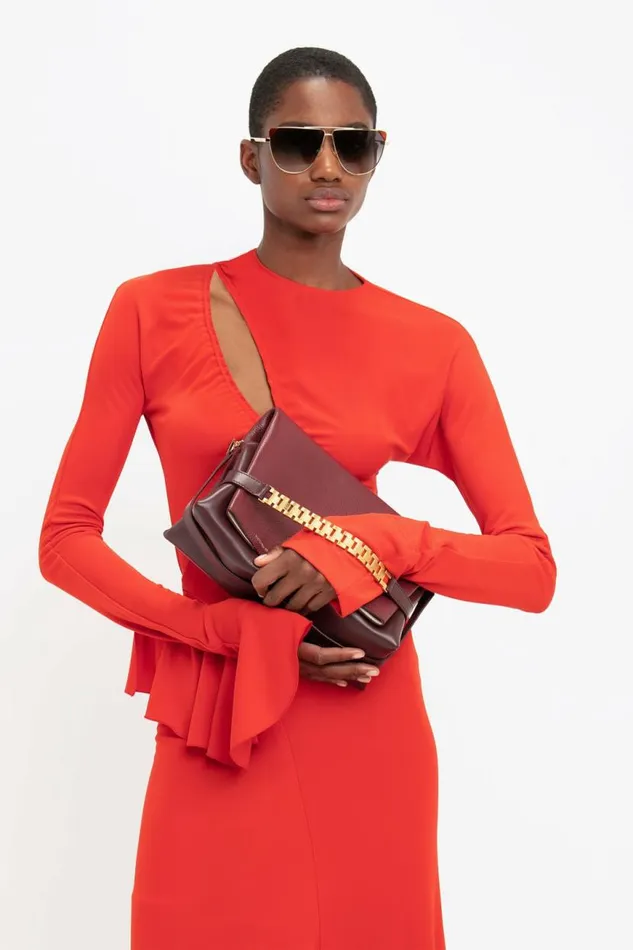 Women Dresses Victoria Beckham Asymmetric Slash Jersey Dress In Crimson