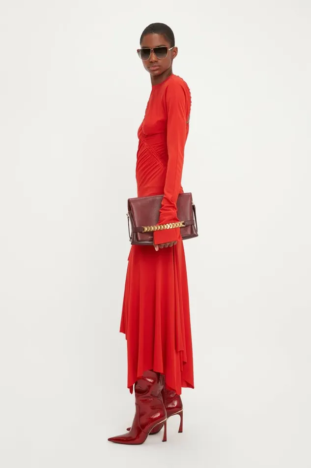 Women Dresses Victoria Beckham Asymmetric Slash Jersey Dress In Crimson
