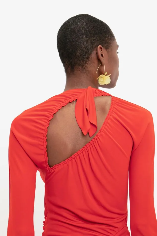 Women Dresses Victoria Beckham Asymmetric Slash Jersey Dress In Crimson
