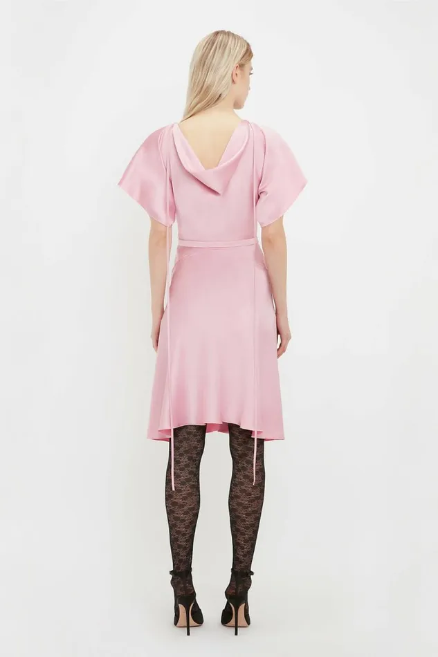 Women Dresses Victoria Beckham Draped Sleeve Cut Out Mini Dress In Rose