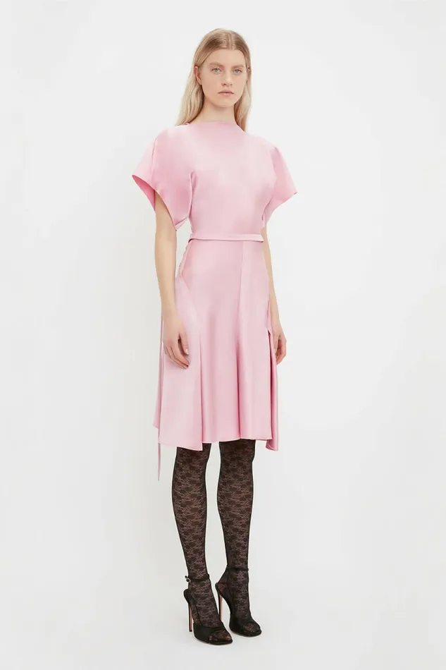 Women Dresses Victoria Beckham Draped Sleeve Cut Out Mini Dress In Rose