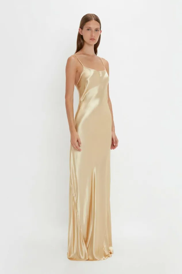 Women Dresses Victoria Beckham FloorLength Cami Dress In Gold
