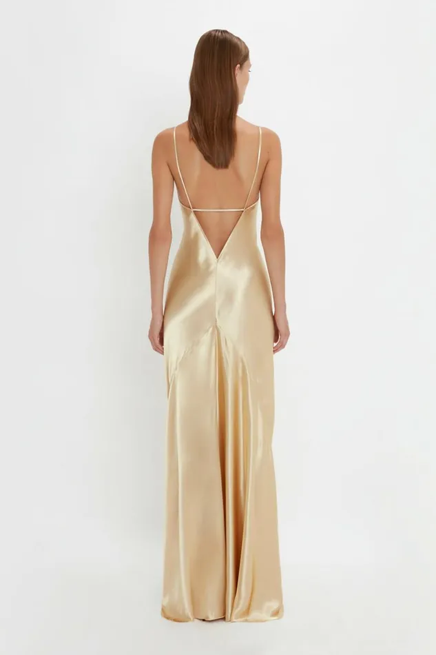 Women Dresses Victoria Beckham FloorLength Cami Dress In Gold