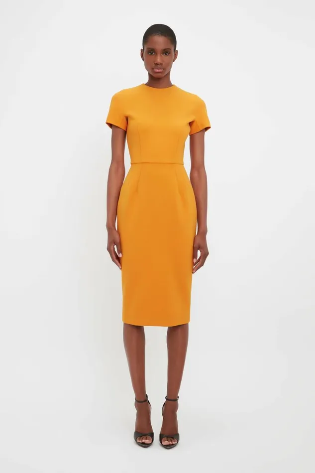 Women Dresses Victoria Beckham TShirt Fitted Dress In Mandarin