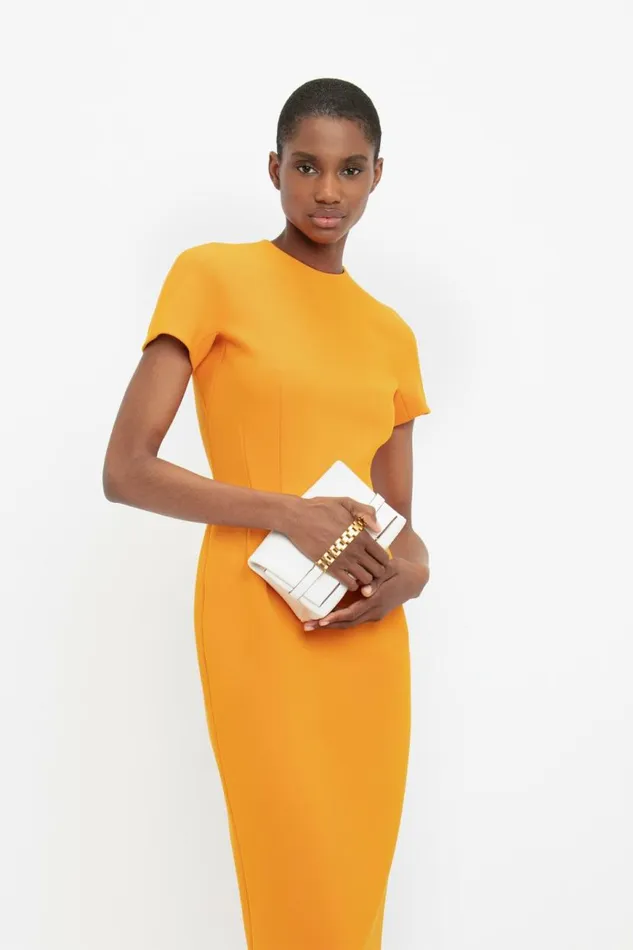 Women Dresses Victoria Beckham TShirt Fitted Dress In Mandarin