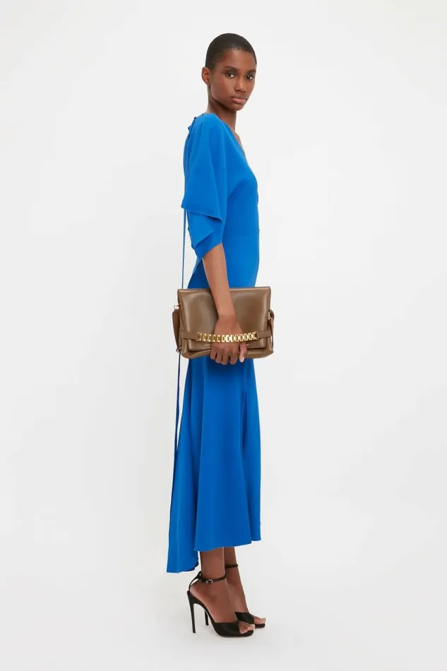 Women Dresses Victoria Beckham VNeck Bias Godet Dress In Bright Blue