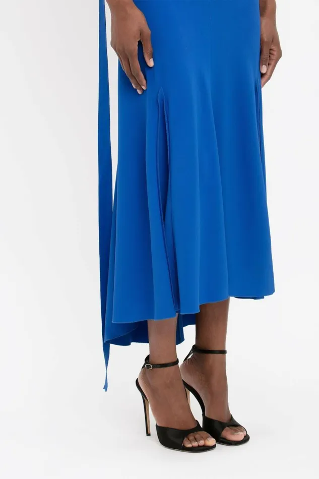 Women Dresses Victoria Beckham VNeck Bias Godet Dress In Bright Blue