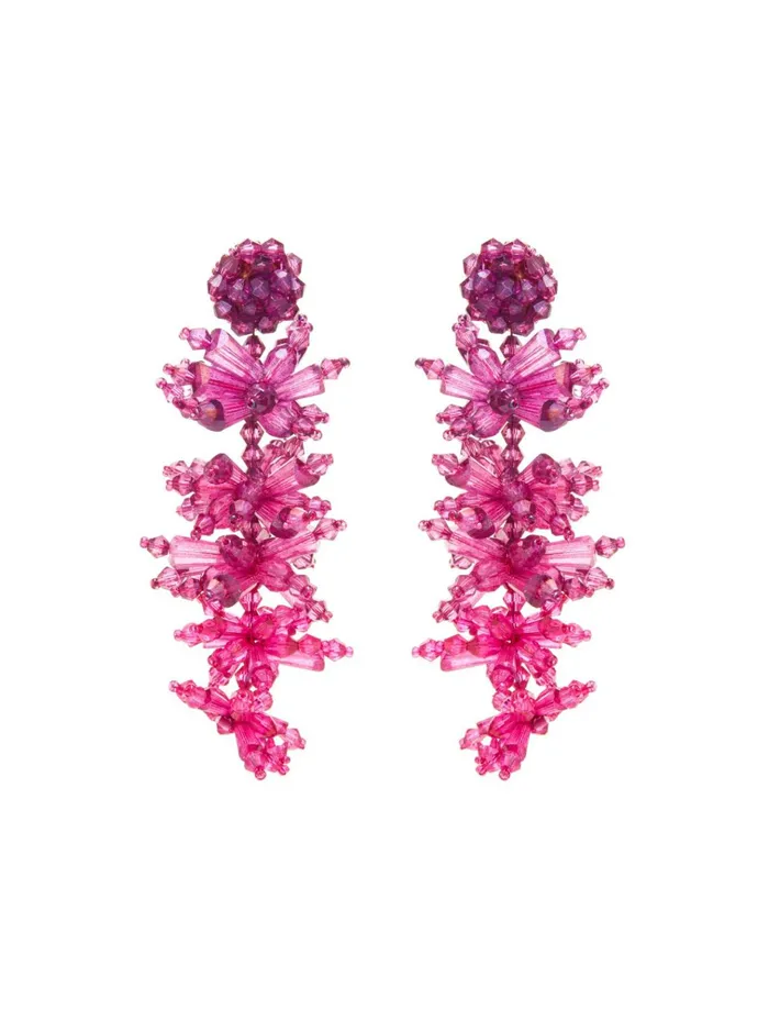 Women Earrings Oscar De La Renta Cascading Flower Earrings Amethyst