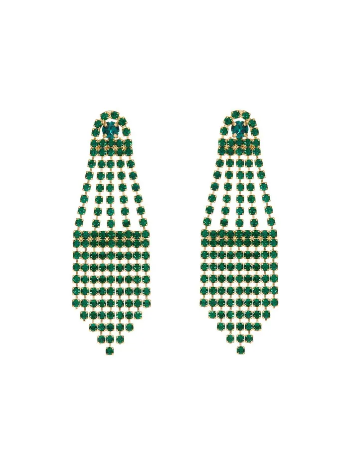 Women Earrings Oscar De La Renta Crystal Fan Earrings Fern