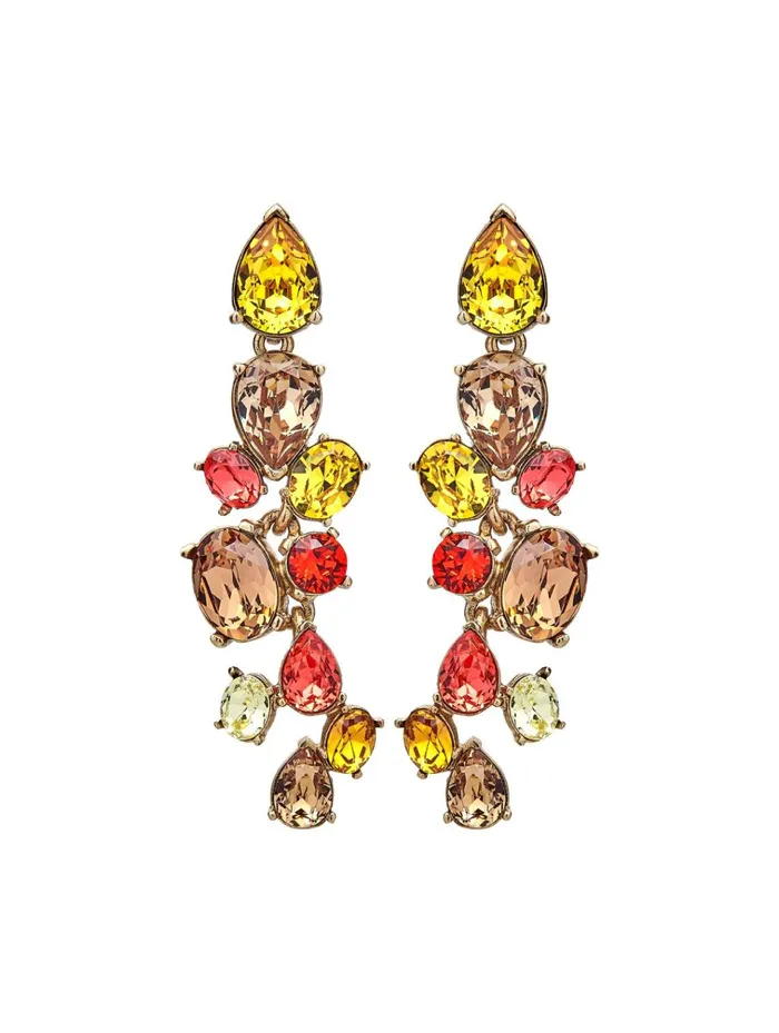 Women Earrings Oscar De La Renta Crystal Scramble Earrings Topaz Multi