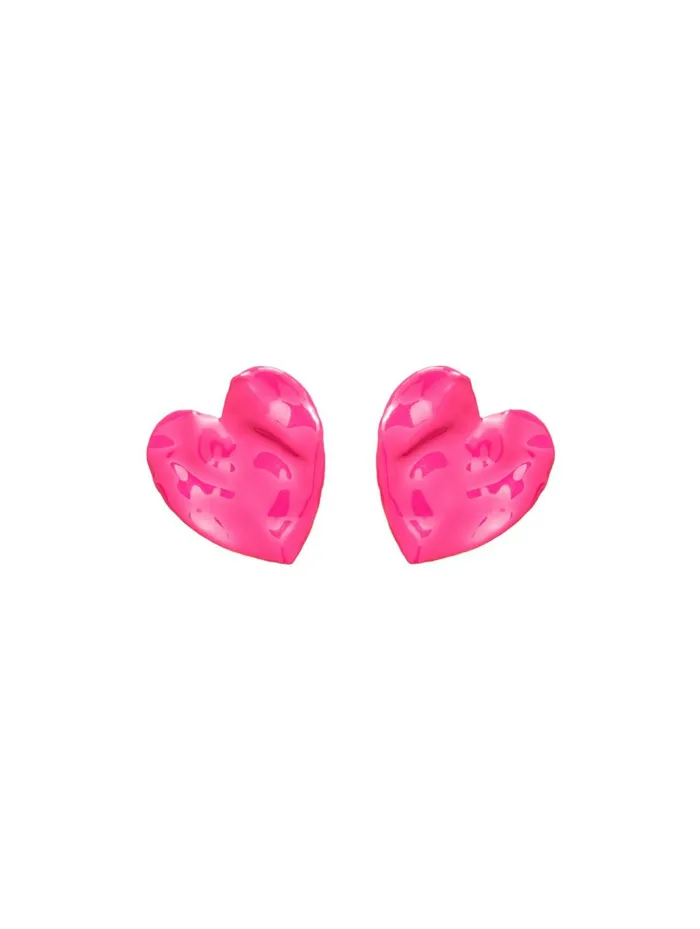 Women Earrings Oscar De La Renta Enamel Heart Earrings Fuchsia