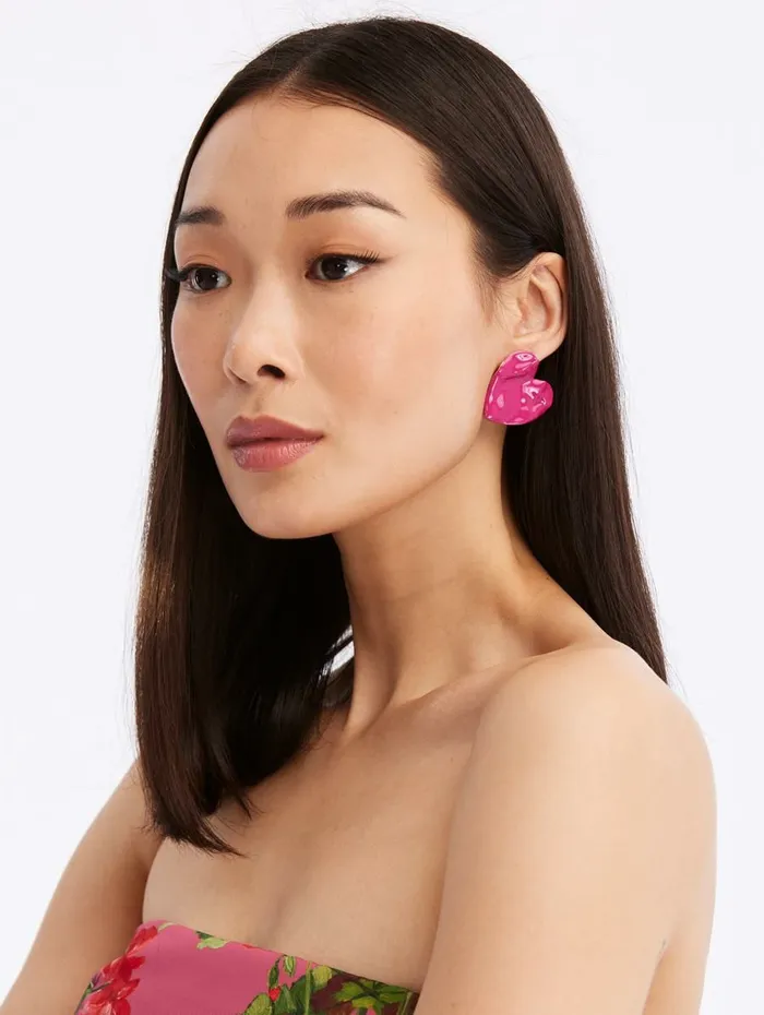 Women Earrings Oscar De La Renta Enamel Heart Earrings Fuchsia Women Earrings Oscar De La Renta Enamel Heart Earrings Fuchsia