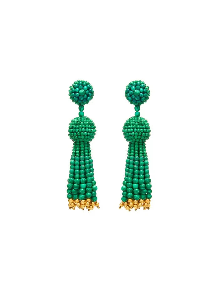 Women Earrings Oscar De La Renta Malachite Tassel Earrings Malachite