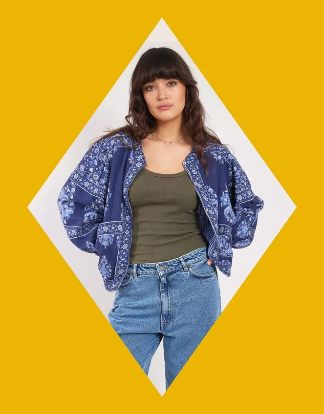 Women East Print Jacket Blue Monsoon Jackets