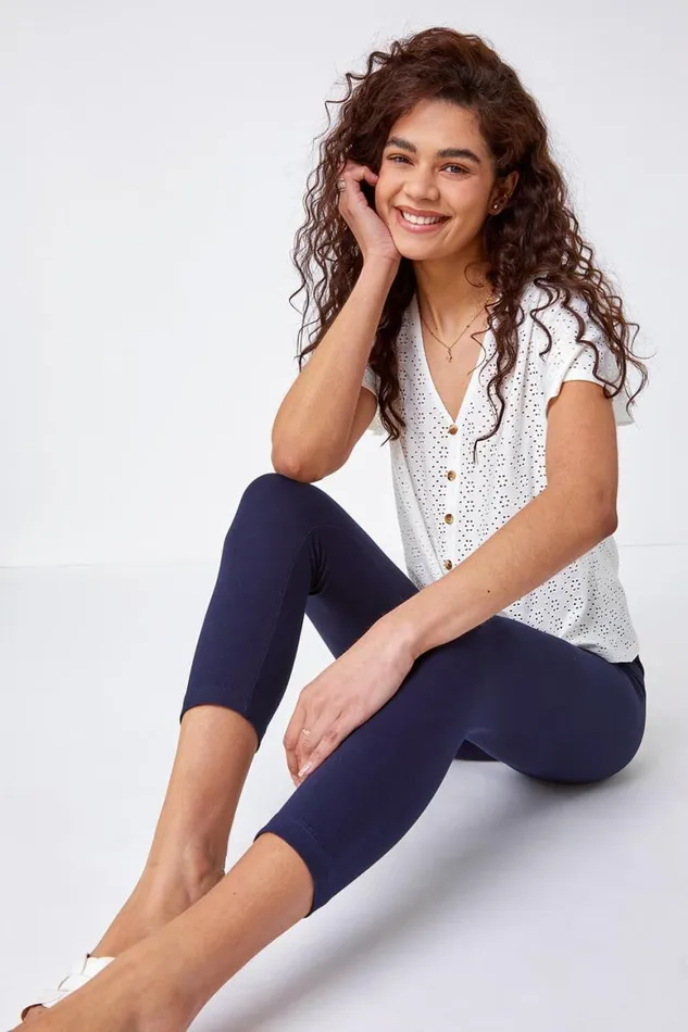Women Elastic Waist Stretch Cropped Leggings Roman Occasionwear