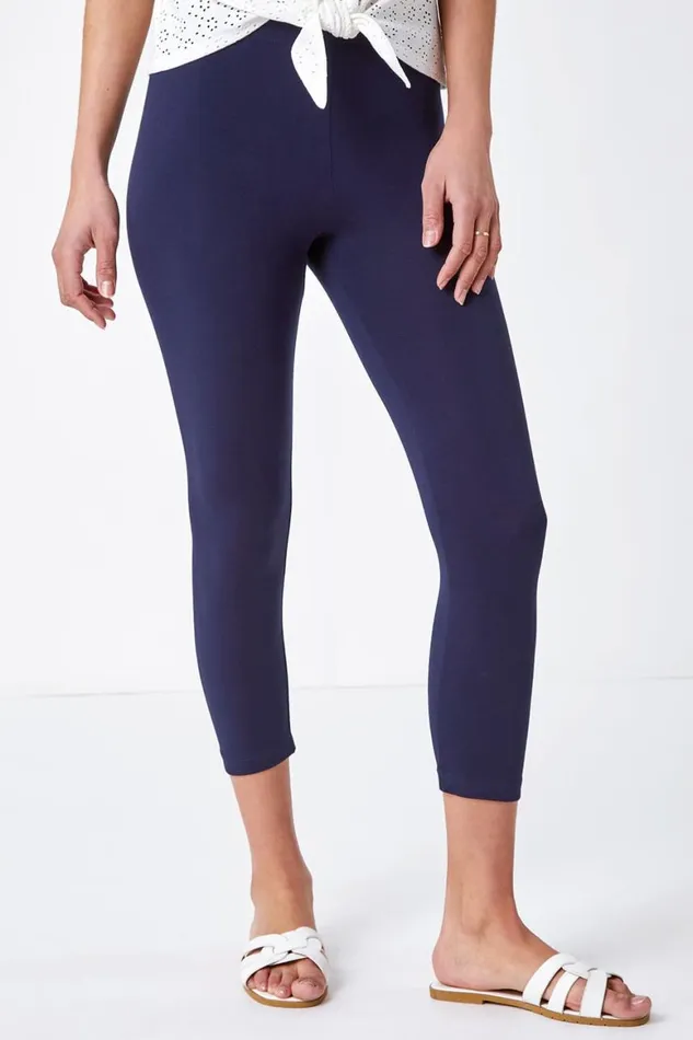 Women Elastic Waist Stretch Cropped Leggings Roman Occasionwear