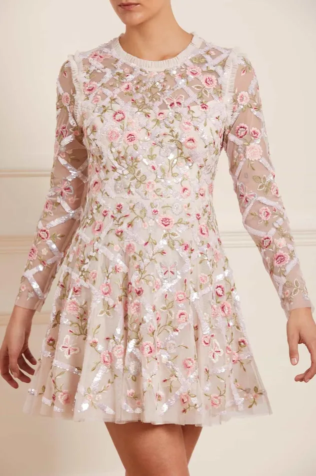 Women Embellished Dresses Needle and Thread Athena Rose Micro Mini Dress Champagne Women Embellished Dresses Needle and Thread Athena Rose Micro Mini Dress Champagne
