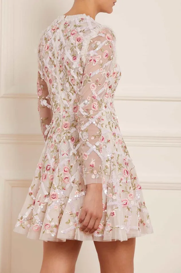 Women Embellished Dresses Needle and Thread Athena Rose Micro Mini Dress Champagne Women Embellished Dresses Needle and Thread Athena Rose Micro Mini Dress Champagne