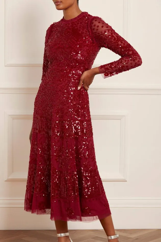 Women Embellished Dresses Needle and Thread Aurora Ballerina Dress Red