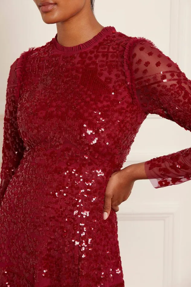 Women Embellished Dresses Needle and Thread Aurora Ballerina Dress Red