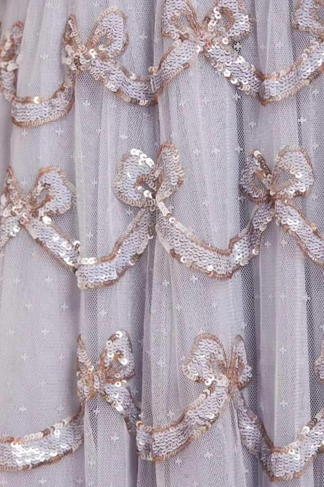 Women Embellished Dresses Needle and Thread Bow Sequin Short Sleeve Gown Blue Women Embellished Dresses Needle and Thread Bow Sequin Short Sleeve Gown Blue
