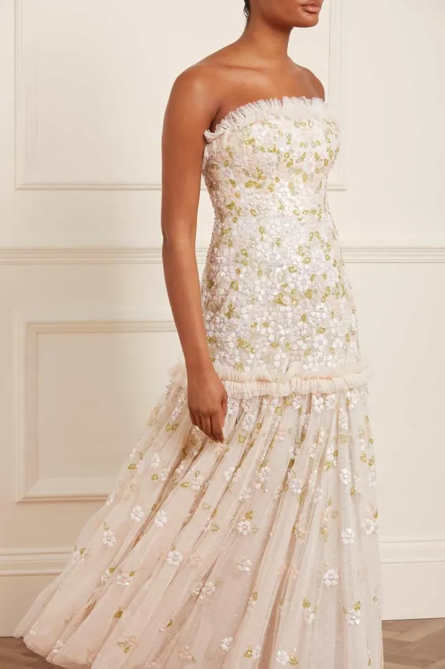 Women Embellished Dresses Needle and Thread Brianna Strapless Gown Champagne Women Embellished Dresses Needle and Thread Brianna Strapless Gown Champagne