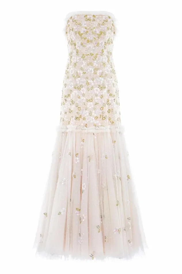 Women Embellished Dresses Needle and Thread Brianna Strapless Gown Champagne Women Embellished Dresses Needle and Thread Brianna Strapless Gown Champagne
