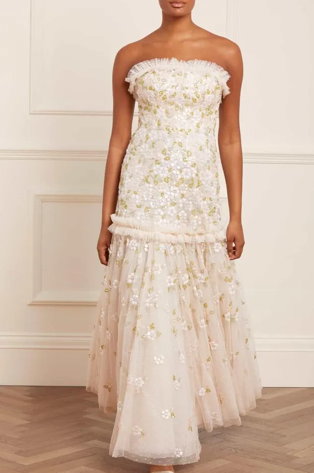 Women Embellished Dresses Needle and Thread Brianna Strapless Gown Champagne Women Embellished Dresses Needle and Thread Brianna Strapless Gown Champagne