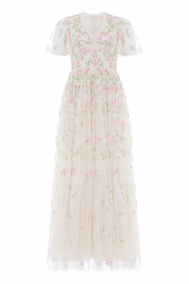 Women Embellished Dresses Needle and Thread Freesia Shimmer VNeck Gown Champagne Women Embellished Dresses Needle and Thread Freesia Shimmer VNeck Gown Champagne
