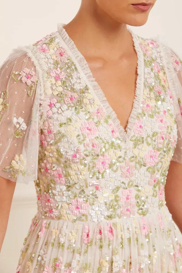 Women Embellished Dresses Needle and Thread Freesia Shimmer VNeck Gown Champagne Women Embellished Dresses Needle and Thread Freesia Shimmer VNeck Gown Champagne