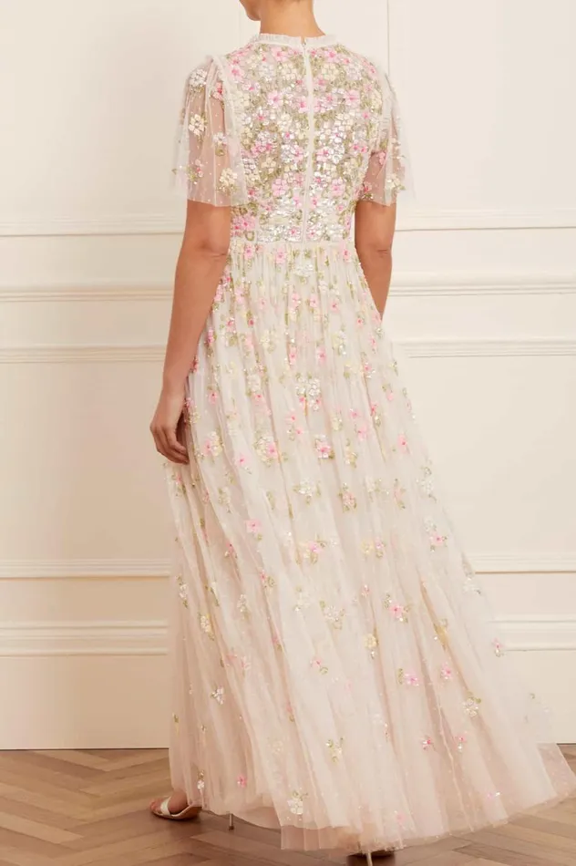 Women Embellished Dresses Needle and Thread Freesia Shimmer VNeck Gown Champagne Women Embellished Dresses Needle and Thread Freesia Shimmer VNeck Gown Champagne